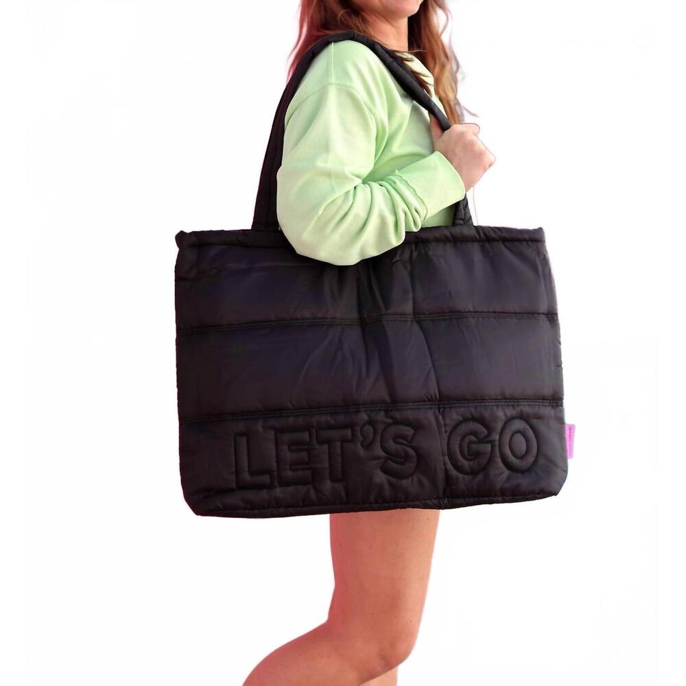NEW JADELYNN BROOKE women's carry all quilted puffer tote in black